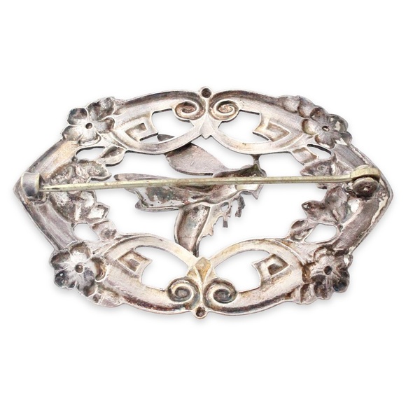 Antique Art Nouveau Bee Sash Pin Brooch Large Silver Plated Vintage Early 1900s - Picture 4 of 5